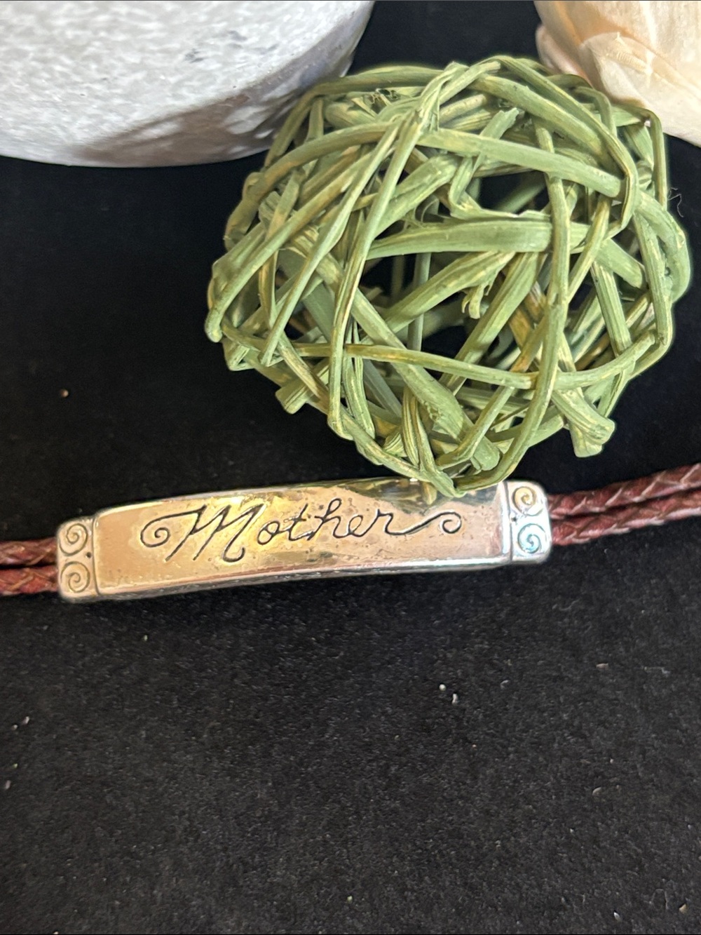 Brighton “Mother" Brown Braided Leather Bar Bracelet